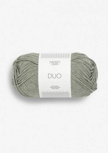 Пряжа SANDNES GARN DUO (45 % хлопок, 55 % меринос) - 8521 Stovet lys gronn (серо-зеленый)