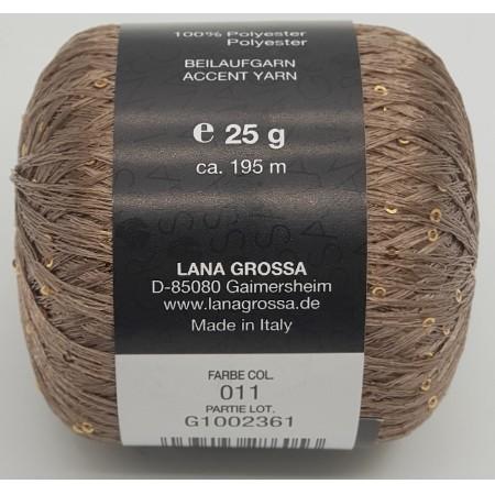 Пряжа  с пайетками Lana Grossa DIAMANTE (100% Полиэстер) - 011 серо-коричневый