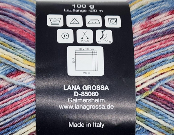 Носочная пряжа Lana Grossa MEILENWEIT 100 FIOCCO  80% шерсть, 20% полиамид - 7851