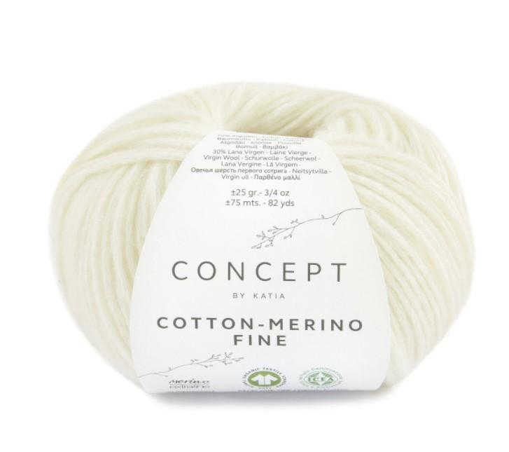 Пряжа CONCEPT by KATIA Cotton-Merino Fine 70% хлопок, 30% мериносовая шерсть - 80 белый