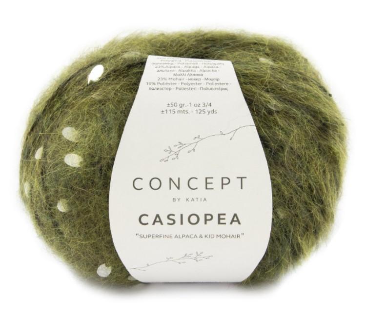 Пряжа с пайетками CONCEPT by KATIA Casiopea 35% полиамид, 23% альпака, 23% мохер, 19% полиэстер - 56 зеленый