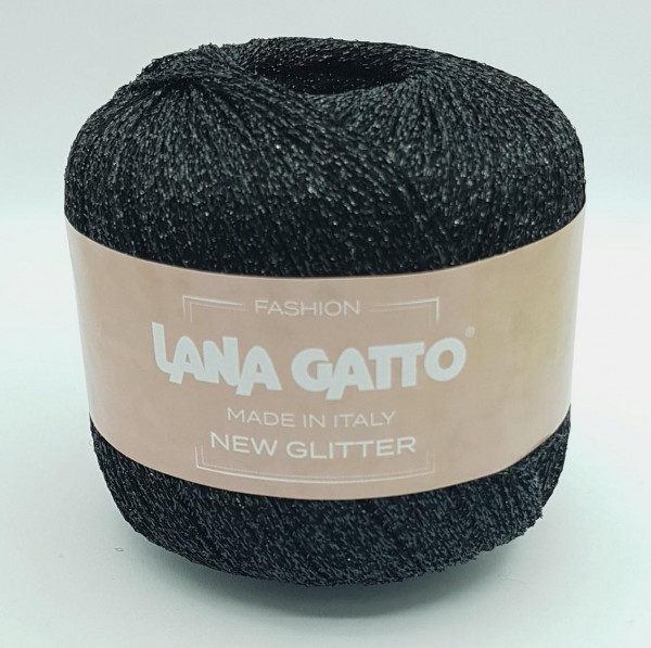 Пряжа Lana Gatto NEW GLITTER (51% полиэстер, 49% полиамид ) - 8591 черный