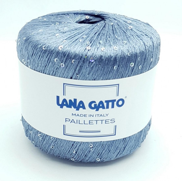 Пряжа Lana Gatto PAILLETTES (100% полиэстер) - 8604 голубой