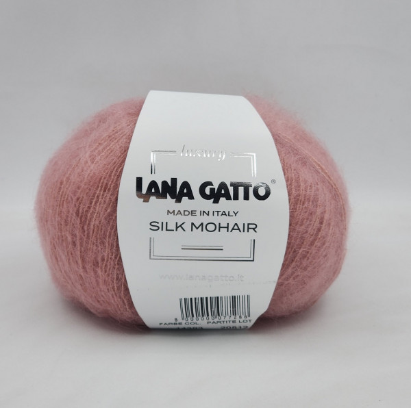 Пряжа Lana gatto SILK MOHAIR ( 75% мохер, 25% шелк) - 14393 розово-коралловый