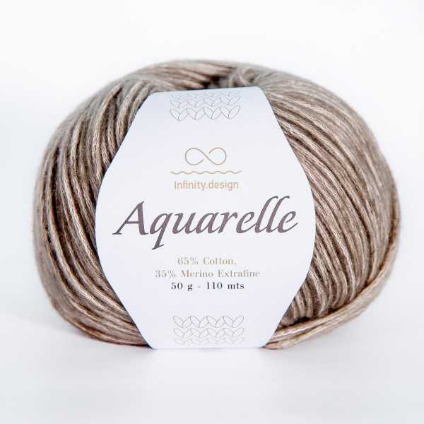 Пряжа INFINITY AQUARELLE 65% хлопок, 35% меринос - 2652  DARK BEIGE (темно-бежевый)