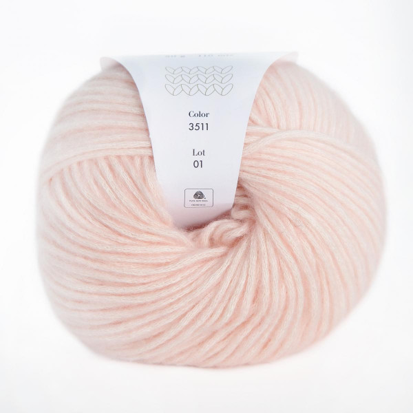 Пряжа INFINITY AQUARELLE 65% хлопок, 35% меринос - 3511  POWDER PINK (светло-розовый)