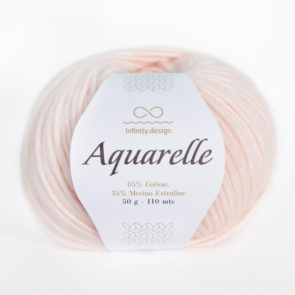 Пряжа INFINITY AQUARELLE 65% хлопок, 35% меринос - 3511  POWDER PINK (светло-розовый)