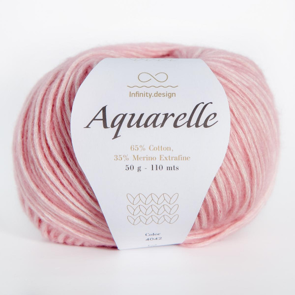 Пряжа INFINITY AQUARELLE 65% хлопок, 35% меринос - 4042  OLD PINK (розовый)