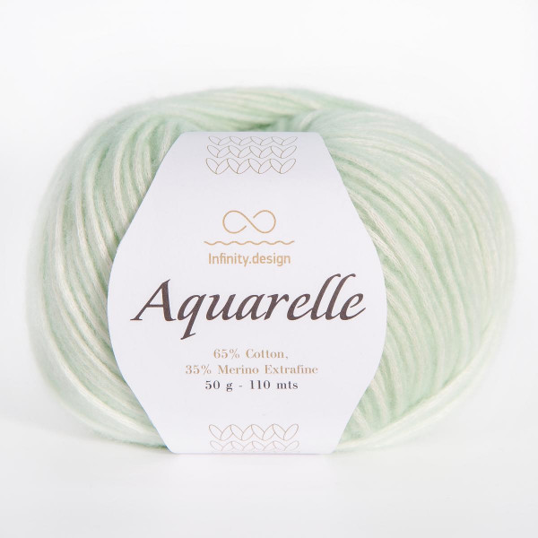 Пряжа INFINITY AQUARELLE 65% хлопок, 35% меринос - 7711  MINT (мятный)