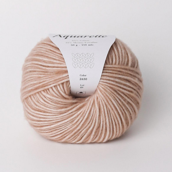 Пряжа INFINITY AQUARELLE 65% хлопок, 35% меринос - 2650 BEIGE (бежевый)