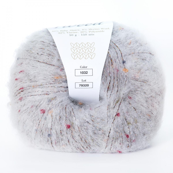 Твидовая пряжа INFINITY TWEED 40% бэби альпака, 8% мериносовая шерсть, 32% вискоза, 20% полиамид - 1032  LIGHT GRAY (светло-серый)