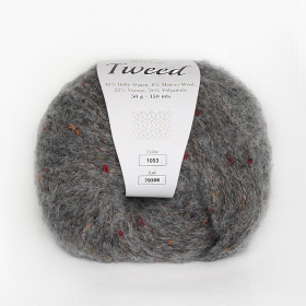 Твидовая пряжа INFINITY TWEED 40% бэби альпака, 8% мериносовая шерсть, 32% вискоза, 20% полиамид - 1053  DARK GRAY (темно-серый)