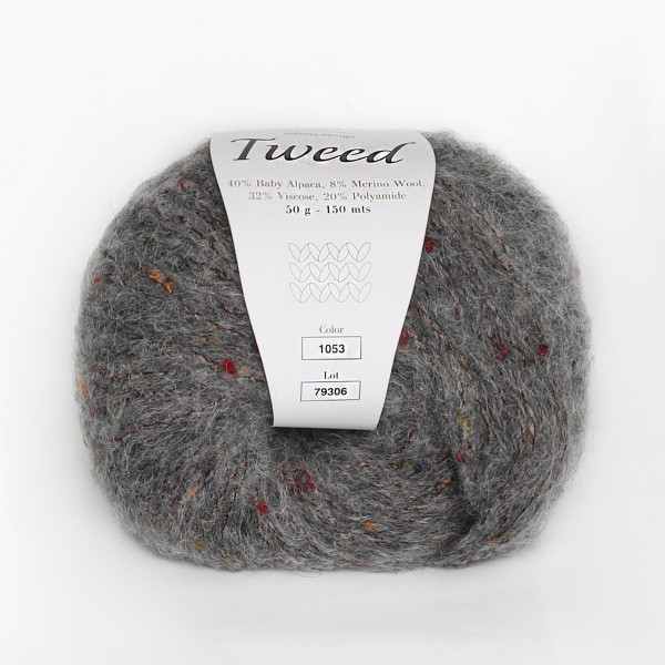 Твидовая пряжа INFINITY TWEED 40% бэби альпака, 8% мериносовая шерсть, 32% вискоза, 20% полиамид - 1053  DARK GRAY (темно-серый)