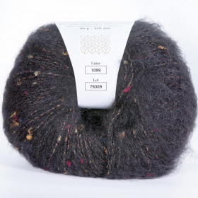 Твидовая пряжа INFINITY TWEED 40% бэби альпака, 8% мериносовая шерсть, 32% вискоза, 20% полиамид - 1099  BLACK (черный)