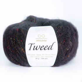 Твидовая пряжа INFINITY TWEED 40% бэби альпака, 8% мериносовая шерсть, 32% вискоза, 20% полиамид - 1099  BLACK (черный)