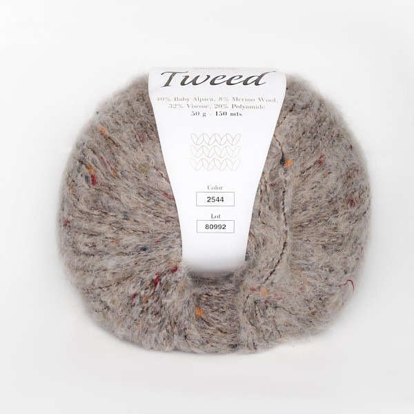 Твидовая пряжа INFINITY TWEED 40% бэби ал ьпака, 8% мериносовая шерсть, 32% вискоза, 20% полиамид 2544  LIGHT BEIGE (светло-бежевый)