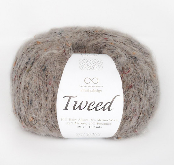 Твидовая пряжа INFINITY TWEED 40% бэби ал ьпака, 8% мериносовая шерсть, 32% вискоза, 20% полиамид 2544  LIGHT BEIGE (светло-бежевый)