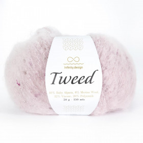 Твидовая пряжа INFINITY TWEED 40% бэби альпака, 8% мериносовая шерсть, 32% вискоза, 20% полиамид - 5002  BABY ROSE (светло-розовый)