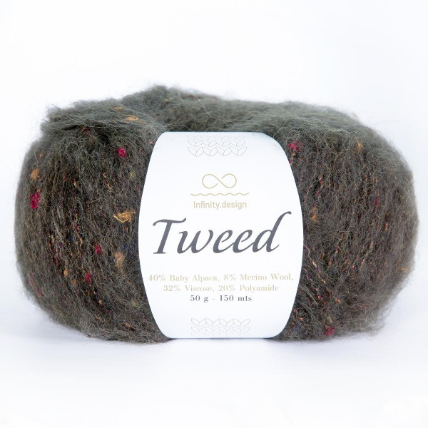 Твидовая пряжа INFINITY TWEED 40% бэби альпака, 8% мериносовая шерсть, 32% вискоза, 20% полиамид - 8264  GREEN (зеленый)