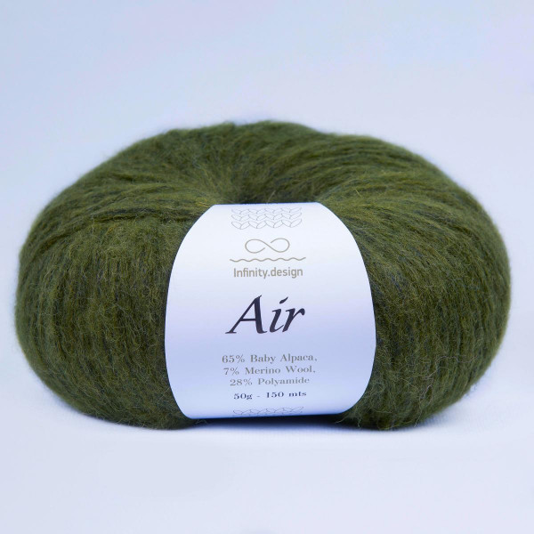 Пряжа INFINITY AIR (65% бэби альпака, 7% мериносовая шерсть, 28% полиамид) - 9573 MOSE GREEN (зеленый)