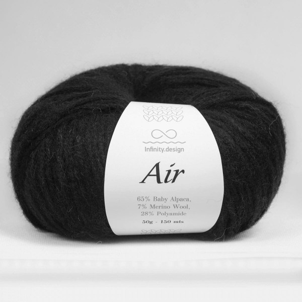 Пряжа INFINITY AIR (65% бэби альпака, 7% мериносовая шерсть, 28% полиамид) - 1099 BLACK (черный)