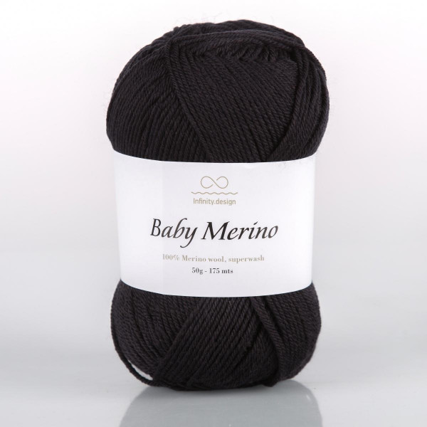 Пряжа INFINITY BABY MERINO (100% меринос) - 1055 DARK GRAY (серо-черный)