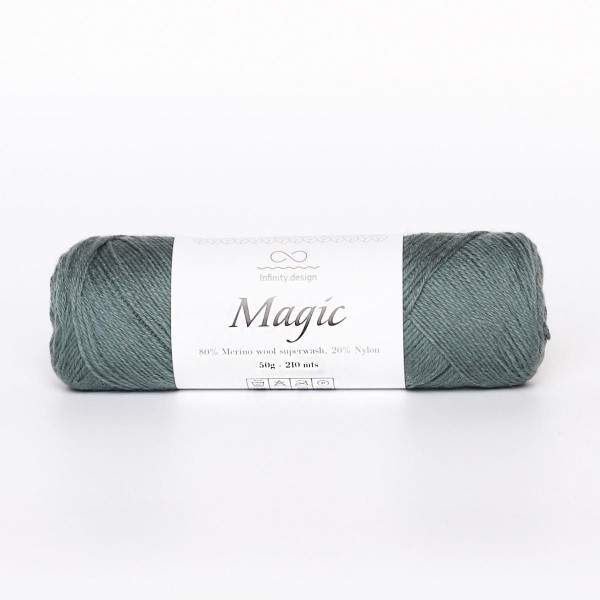 Носочная пряжа INFINITY MAGIC (80% меринос, 20% нейлон) - 8232 OAK GREEN (серо-зеленый)