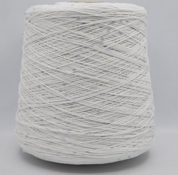 Пряжа G&G FILATI COTONE  350 (100% хлопок) 01 белый с голубыми пайетками