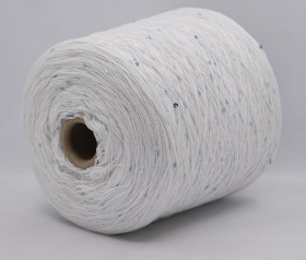 Пряжа G&G FILATI COTONE  350 (100% хлопок) 02 белый с зеркальными  пайетками