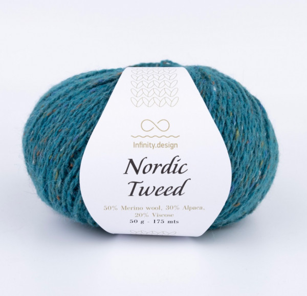 Твидовая пряжа INFINITY NORDIC TWEED (50% мериносовая шерсть, 30% альпака, 20% вискоза) - 6554 PETROL