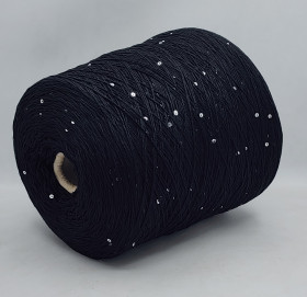 Пряжа LORO PIANA Cottone Silk  (68% хлопок, 29% шелк, 3% пайетки) черный