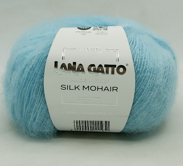 Пряжа Lana gatto SILK MOHAIR ( 75% мохер, 25% шелк) - 30796 бледно-голубой