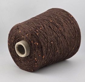 Пряжа G&G Filati LINO 360 (100% лен + пайетки) - 05 коричневый
