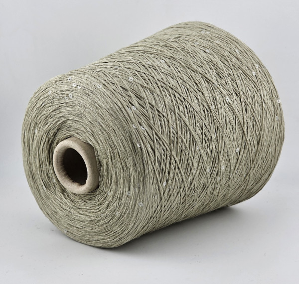 Пряжа G&G Filati LINO 400 (100% лен + пайетки) - 06 серо-зеленый